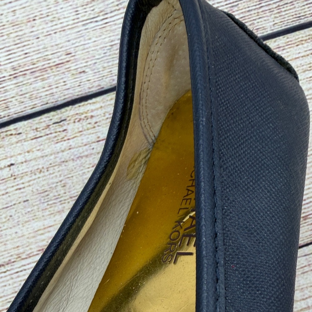 Michael Kors Navy Flats with Gold Logo - Picture 11 of 15